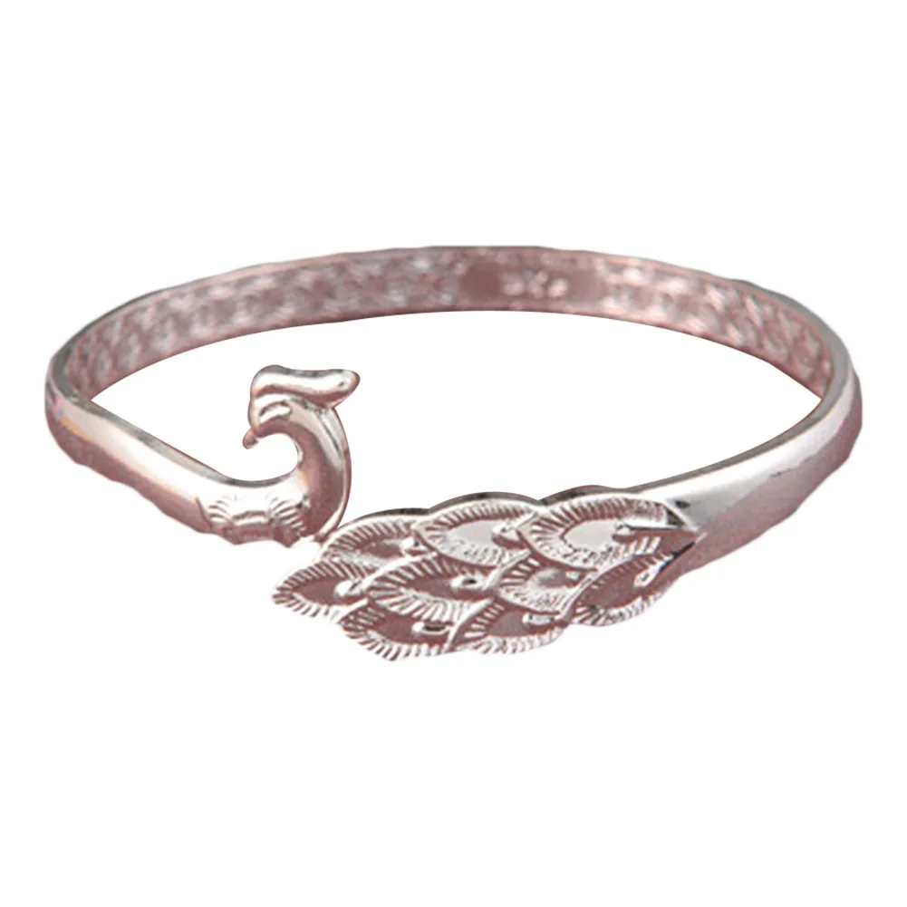 

Elegent Fashion Peacock Bracelet Opal Crystal Rose Gold Color Women Cuff Bangle Valentine's Day Gift