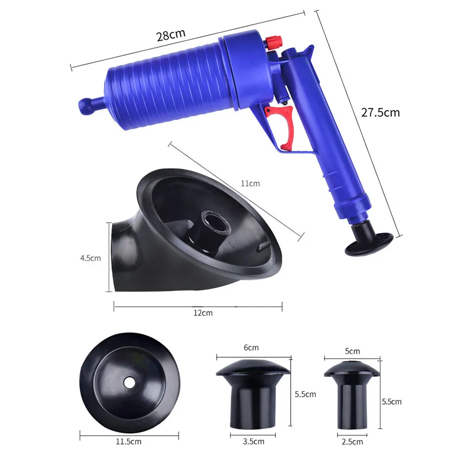 New High Pressure Powerful Manual Sink Plunger Home Air Drain Blaster PumpGunCleanerOpener Plastic Unclog Toilet Plunger 3