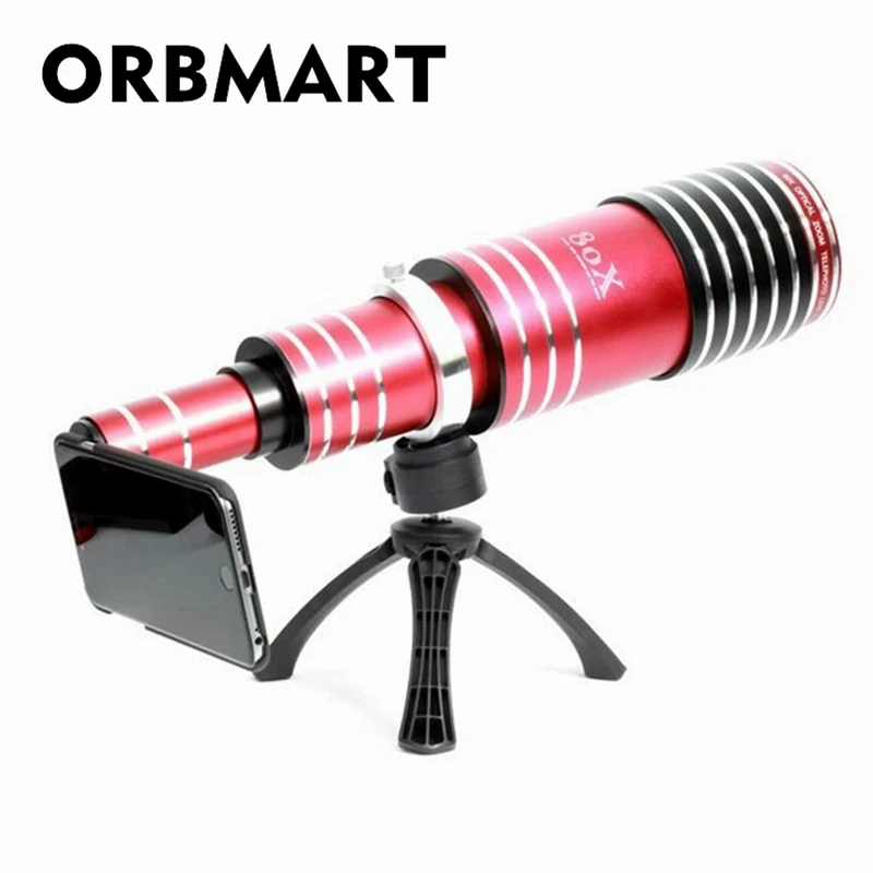 ORBMART 80X оптический зум телескоп телеобъектив объектив мобильного телефона для Apple iPhone 7 8 Plus X