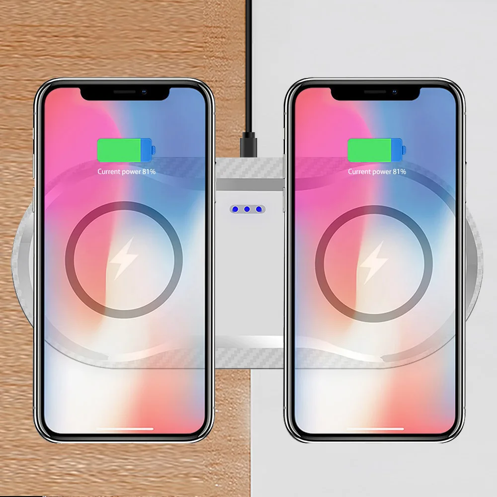 

FDGAO 2 in 1 Qi Wireless Charger For iPhone X XR XS MAX 8 Plus Samsung Galaxy S10 S9 S8 Note 8 9 Dual Mobile Phone Charging Pad