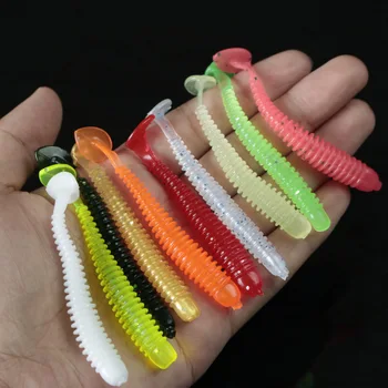 

2019 New 50mm 0.7g T Tail 10pcs Soft Fishing Lure 10 Colors Bionics Bait Easy Shiner 50mm 0.7g Swimbaits Silicone