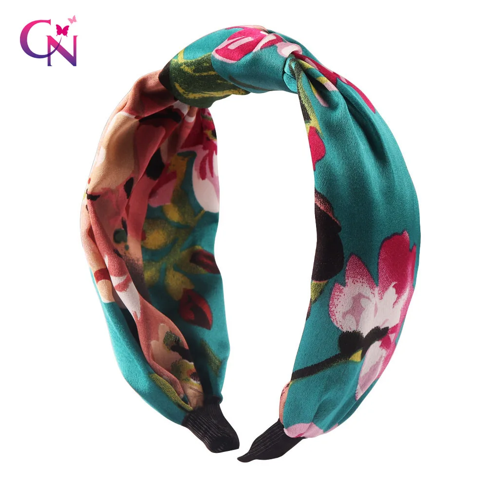 

Print Silk Hairband For Women Girls Twisted Knotted Headband Headwear Ladies Bohemian Party Hair Hoop Hair Accessories