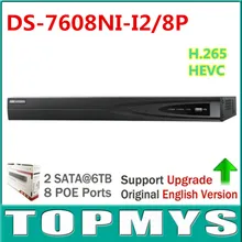 Оригинальный за рубежом DS-7608NI-I2/8 P для HD IP камеры до 12MP записи Поддержка H.265/H.264/MPEG4 видео Netword видеомагнитофон