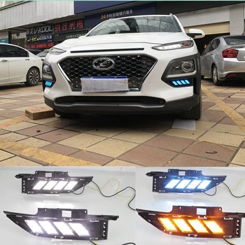 

CSCSNL 1 set Car LED For Hyundai ENCINO 2018 2019 DRL Daytime Running Lights Daylight 12V abs Fog lamp cover with turn signal