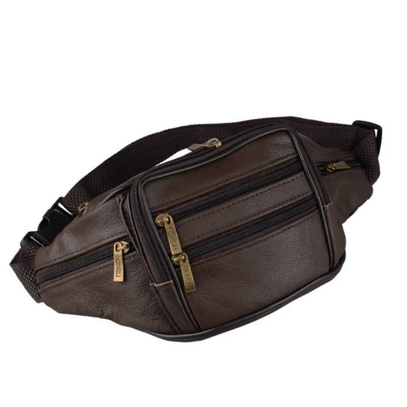 

2019 New Men PU Leather Messenger Shoulder Bags Waterproof Hiking Cycling Waist Purse Sling Chest Bags Purse Key Coin Money Bag