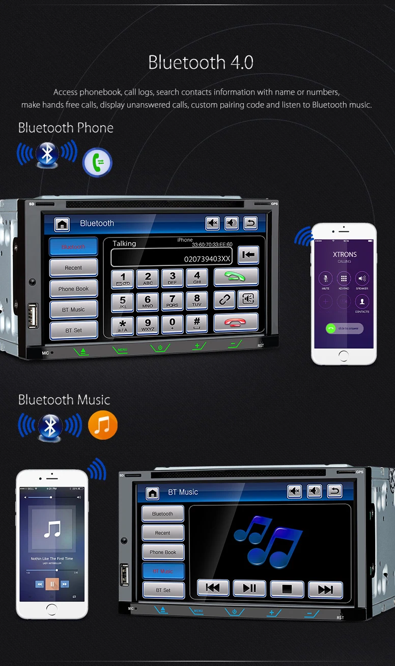 Clearance XTRONS 6.95 inch HD Digital Touch Screen 2 din Car DVD Player Bluetooth GPS Navigation Screen Mirror Stereo Radio Steering Wheel 11 Clearance XTRONS 6.95 inch HD Digital Touch Screen 2 din Car DVD Player Bluetooth GPS Navigation Screen Mirror Stereo Radio Steering Wheel 11