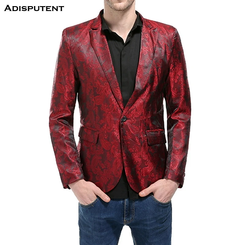 

Adisputent Mens Sequin Blazer Autumn Casual Single Button Slim Fit Suit Blazers Male Party Wedding Club Dress Suits Plus Size