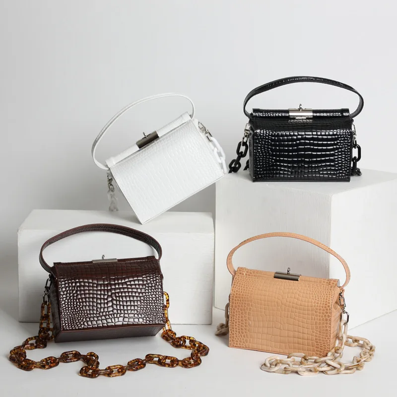 Дизайнерские сумки известный бренд женские сумки 2018 Аллигатор Натуральная кожа ретро Сумочка акриловая цепь мода высокое качество