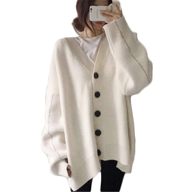 

Spring Autumn Large Size Women Knitted Sweater Cardigan Female winter Jacket Oversize Loose Female Long Sweaters coat D867