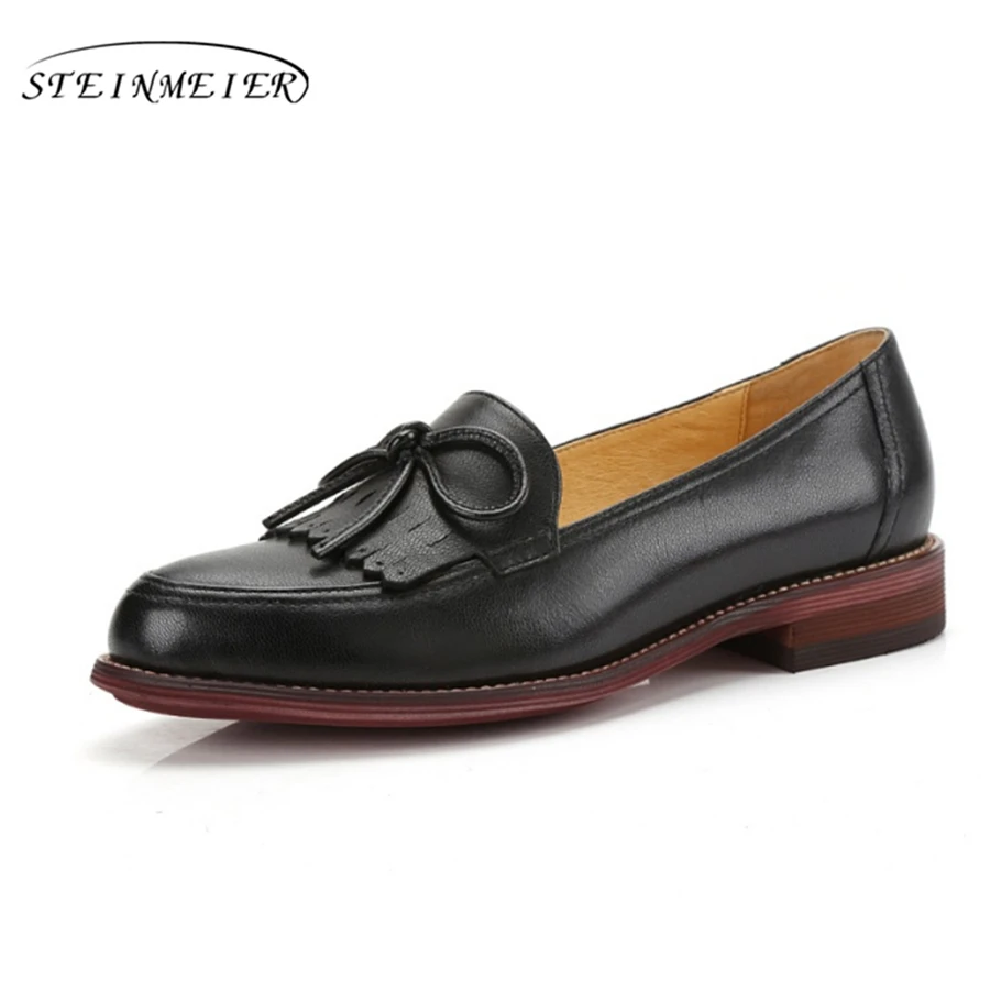 Женские туфли оксфорды из натуральной кожи на плоской подошве|shoes woman retro|flat shoesflat