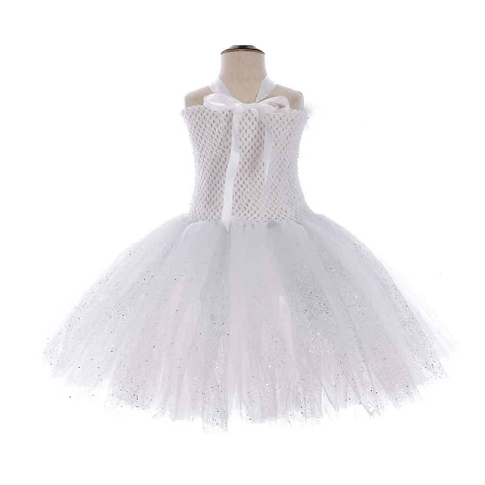 White Swan Lake Ballet Dress Fairy Girls Feather Glitter Sparkling Evening Dress for Kids Angel Cosplay Party Tutu Dress Vestido (5)