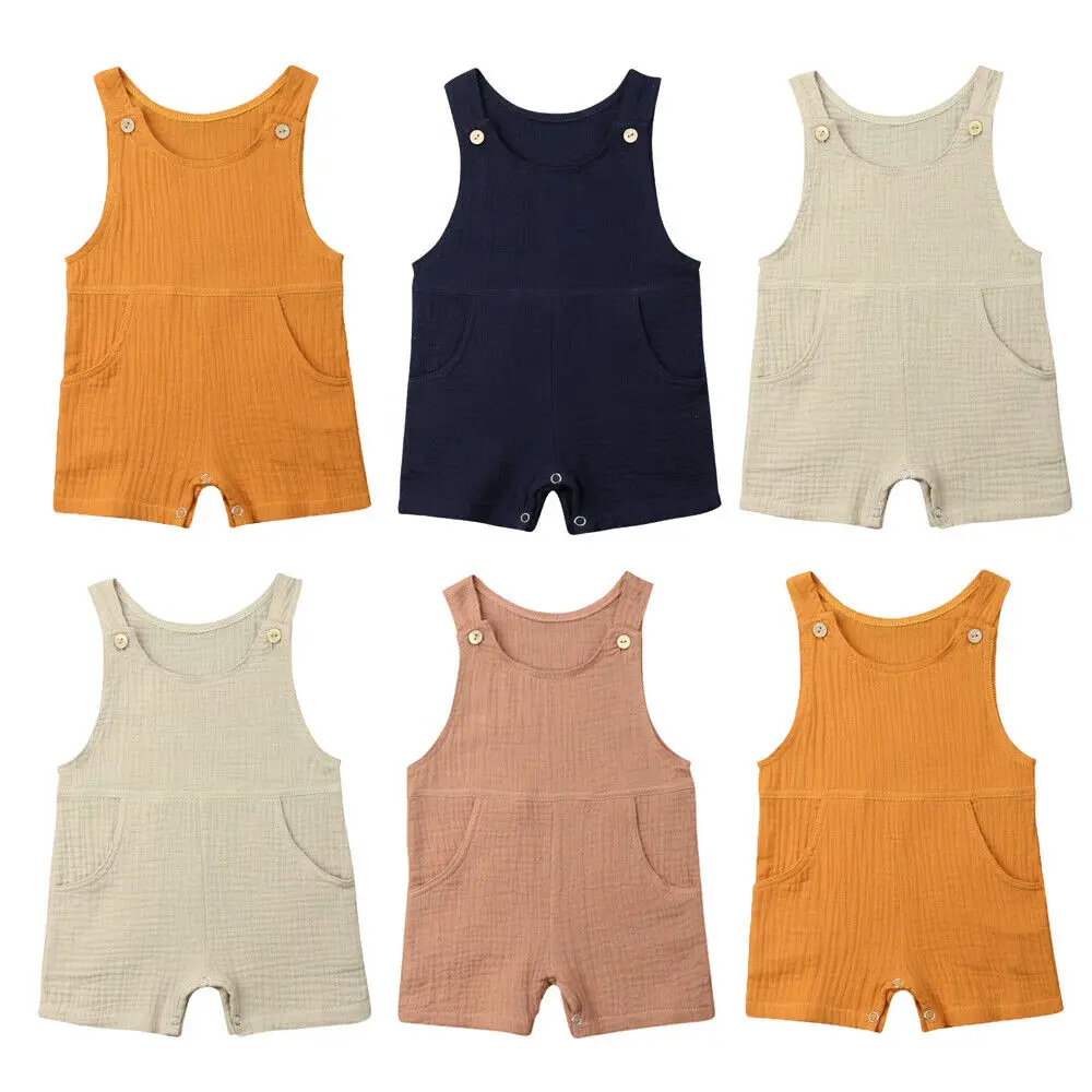 

Infant Baby Boy Girl Cotton Linen Romper Playsuit Short Jumpsuit Coveralls Sleeveless Summer Clothes One Piece Outfits