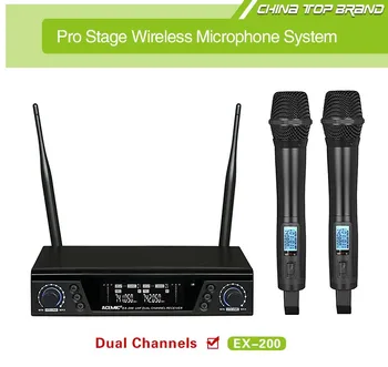 

ACEMIC EX-200 Dual Channels UHF Professional FM true diversity wireless microphone system for stage karaoke long range handheld