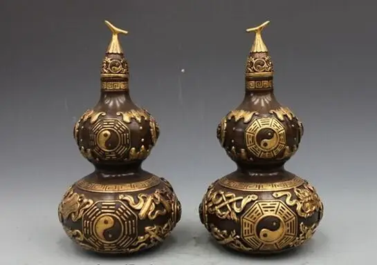 

Royal Pure Bronze 24K Gold Eight Diagrams 8 treasures Fengshui Gourd cucurbit