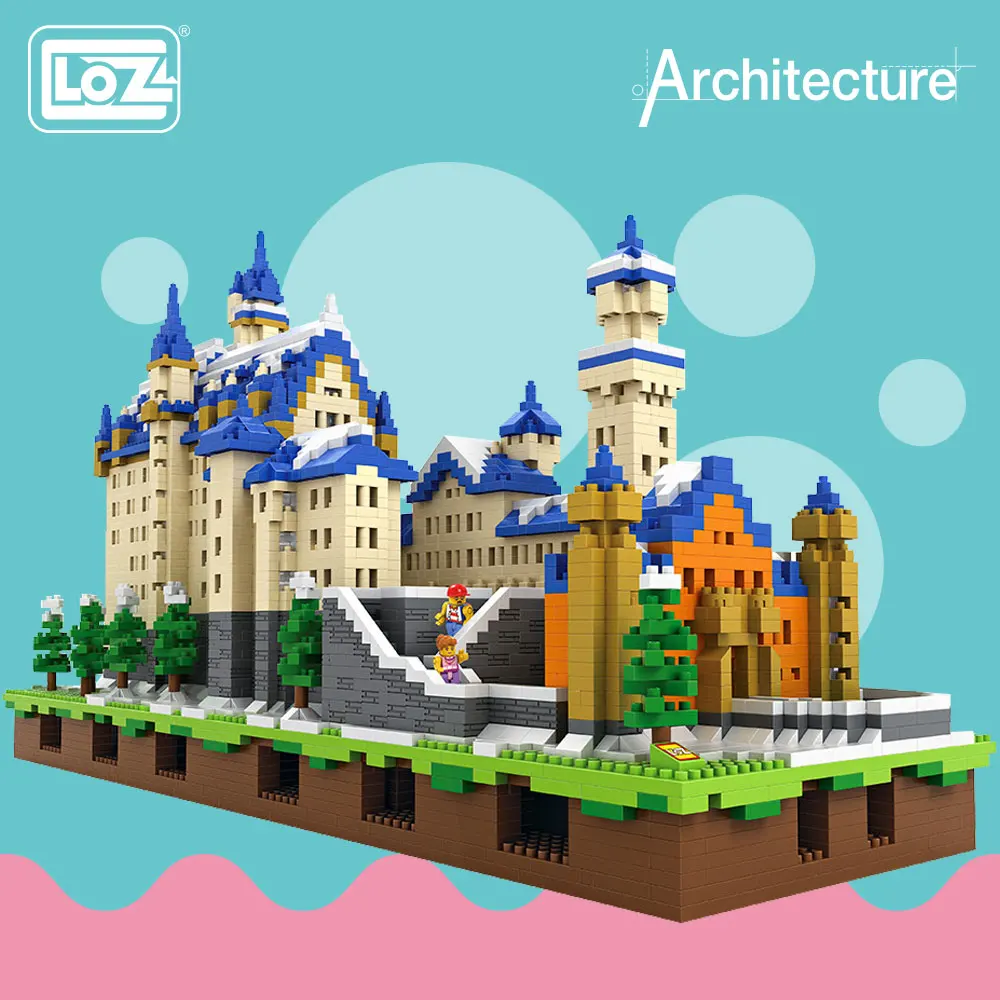 LOZ Diamond архитектурные блоки игрушки Schloss Neuschwanstein модель замка Новый Лебедь камень