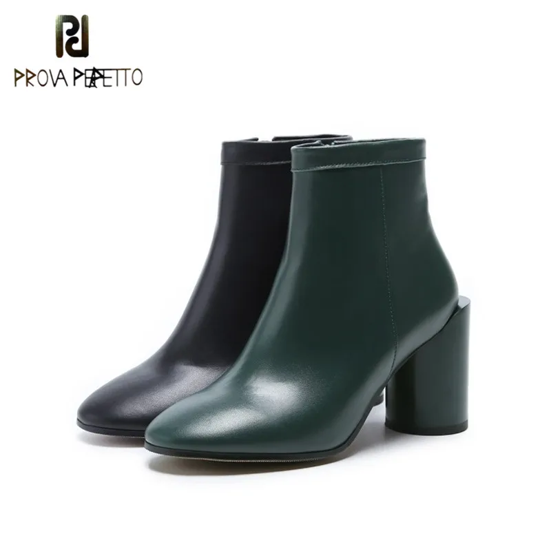 

Prova Perfetto New Arrival British Style Woman Martin Boots Super High Heels with Zip 34-39EU Round Toe Short Boots for Female