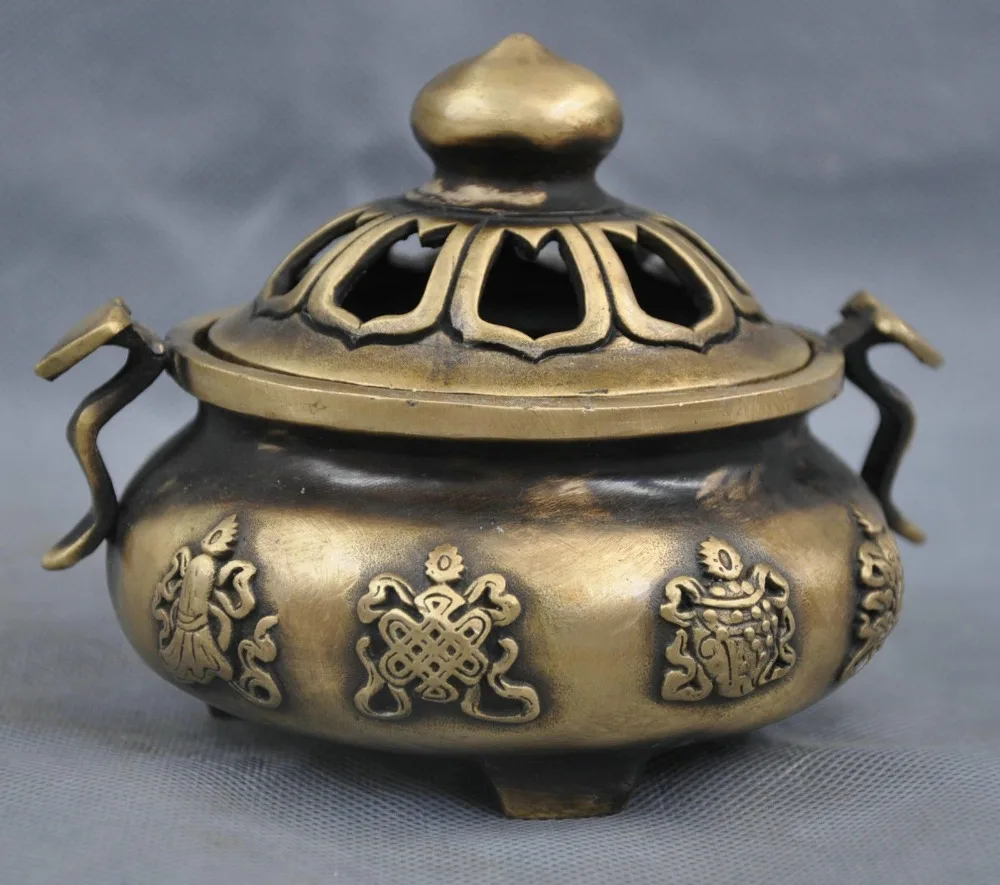 

6'' Chinese Bronze Wealth tortoise Ruyi Incense Burner Censer Box Healing Medicine Decoration 100% Brass Bronze