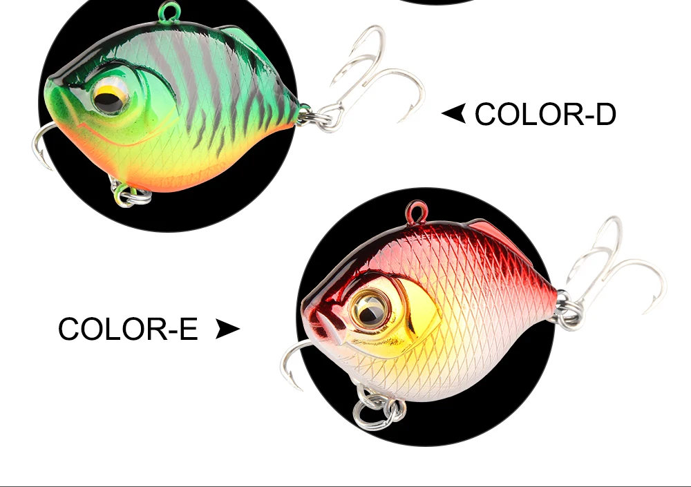 Spinpoler Hot Quality Hard Vib Crankbait Lures 45MM 9G Fishing Bait Treble Hooks Sinking Fishing Wobbler Pesca  (7)