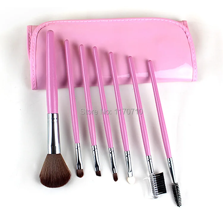 Free Shipping 7PCS Makeup Brush Set Pink Makeup Brushes for Starters Including a Deluxe Carrying
