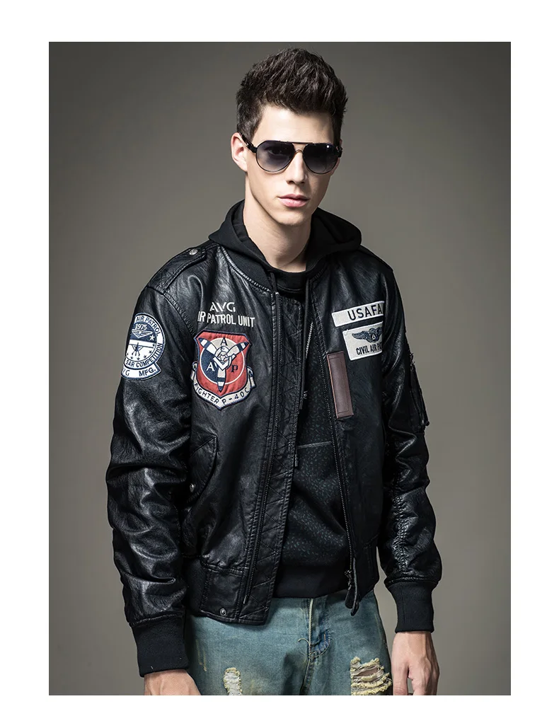 Leather jacket Men Boy's Motocyle Army Faux Leather Coat Hip Hop Punk Rock