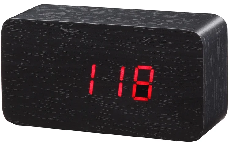 JINSUN электронные настольные часы Лучший термометр деревянный светодиодный цифровой голосовой прикроватный черный светильник Wekker - Цвет: red