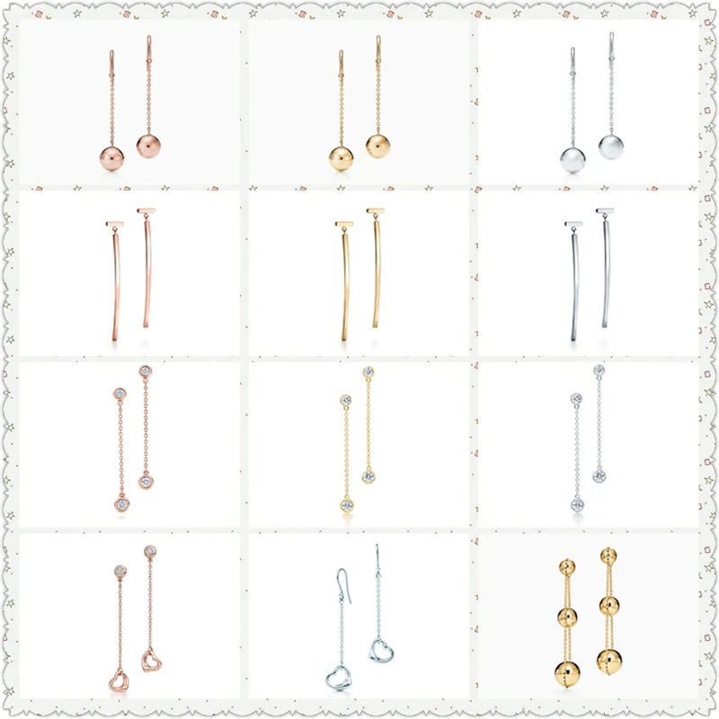 SHINETUNG TIFF S925 Стерлинговое Серебро округлый Т-шрифт с открытым сердцем модные серьги женские с логотипом изысканные высококачественные ювелирные изделия