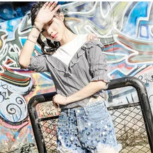 Большие размеры шорты рваные джинсы для женщин уличная Горячая сексуальная скинни, бойфренды расшитые блестками джинсы