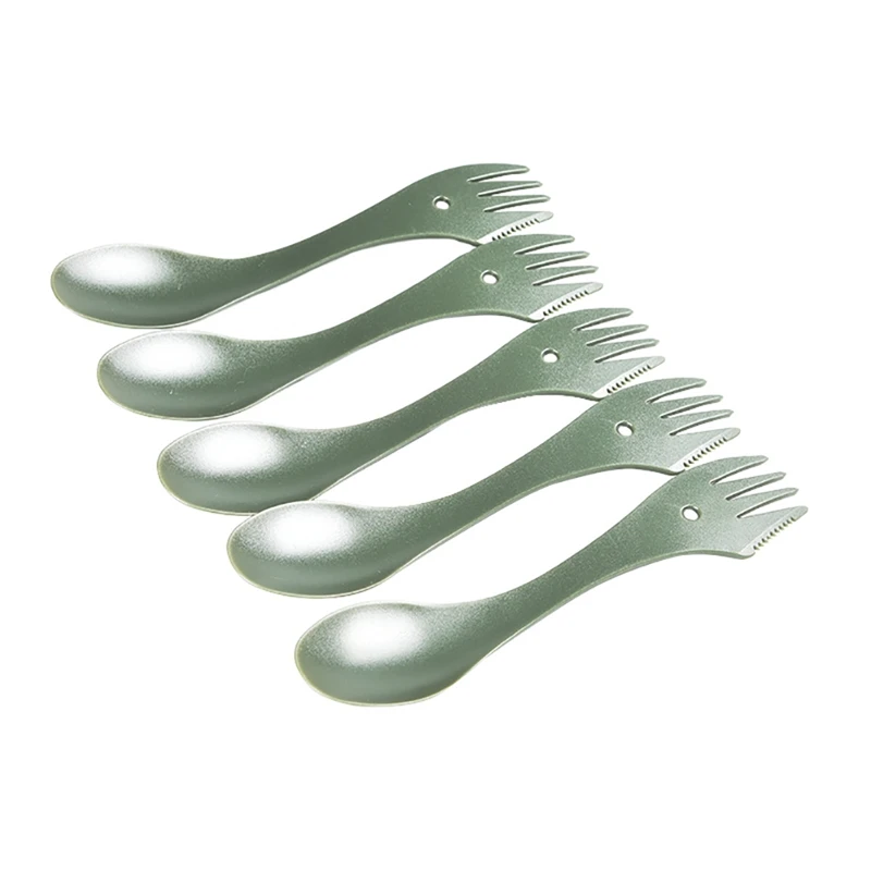 

NEW 5pcs/set Outdoor Tableware Kit Multi-Tool Multifunctional PVC Fork Spoon Cutlery Dinnerware For Camping Picnic Barbecue