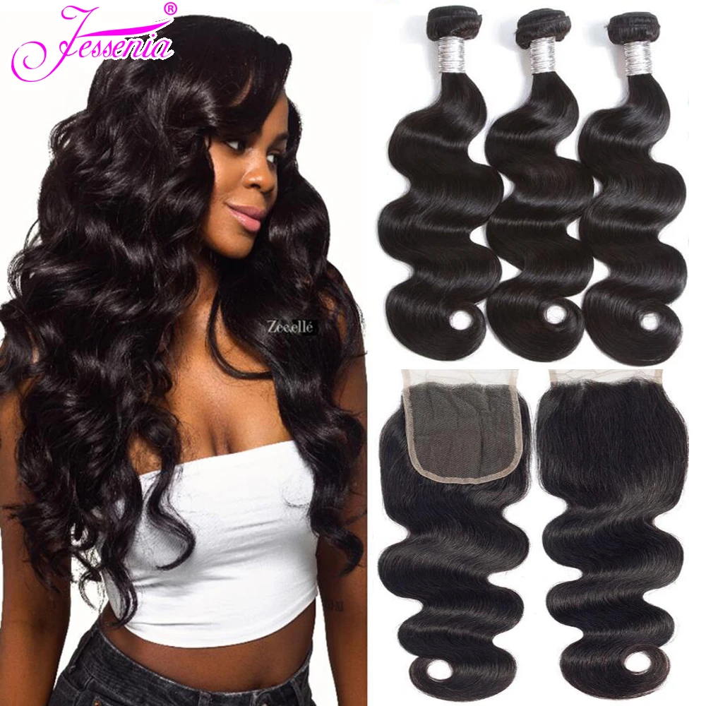 Human Hair Bundles With lace Closure Brazilian Body Wave 3 Bundles With Lace Closure Remy Hair Weave Bundles with Closure 4 pcs Human Hair Bundles With lace Closure Brazilian Body Wave 3 Bundles With Lace Closure Remy Hair Weave Bundles with Closure 4 pcs