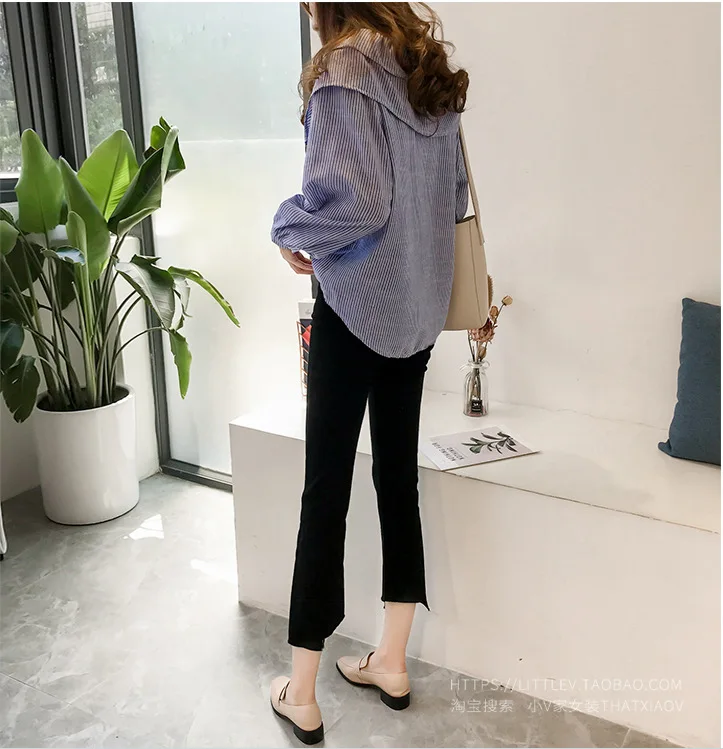 

Mr.nut new doll collar slim long sleeve striped shirt commuter Korean clothing style shirt