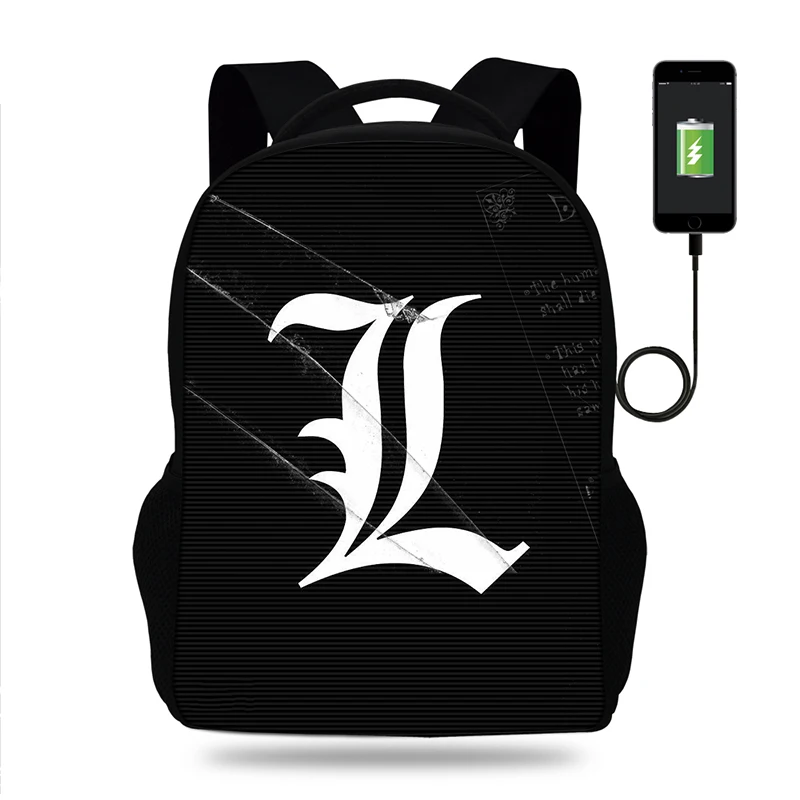

Anime Death Note Backpack School Bags Mochilas Teenagers Men women's Backpacs travel Shoulder Bag Laptop USB Charging backpack