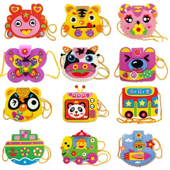 

Kids Cartoon Animals Preschool Bags Multi Color EVA Foam Puzzles Crafts DIY Handmade Girls Crossbody Bag Toys For Children Gift