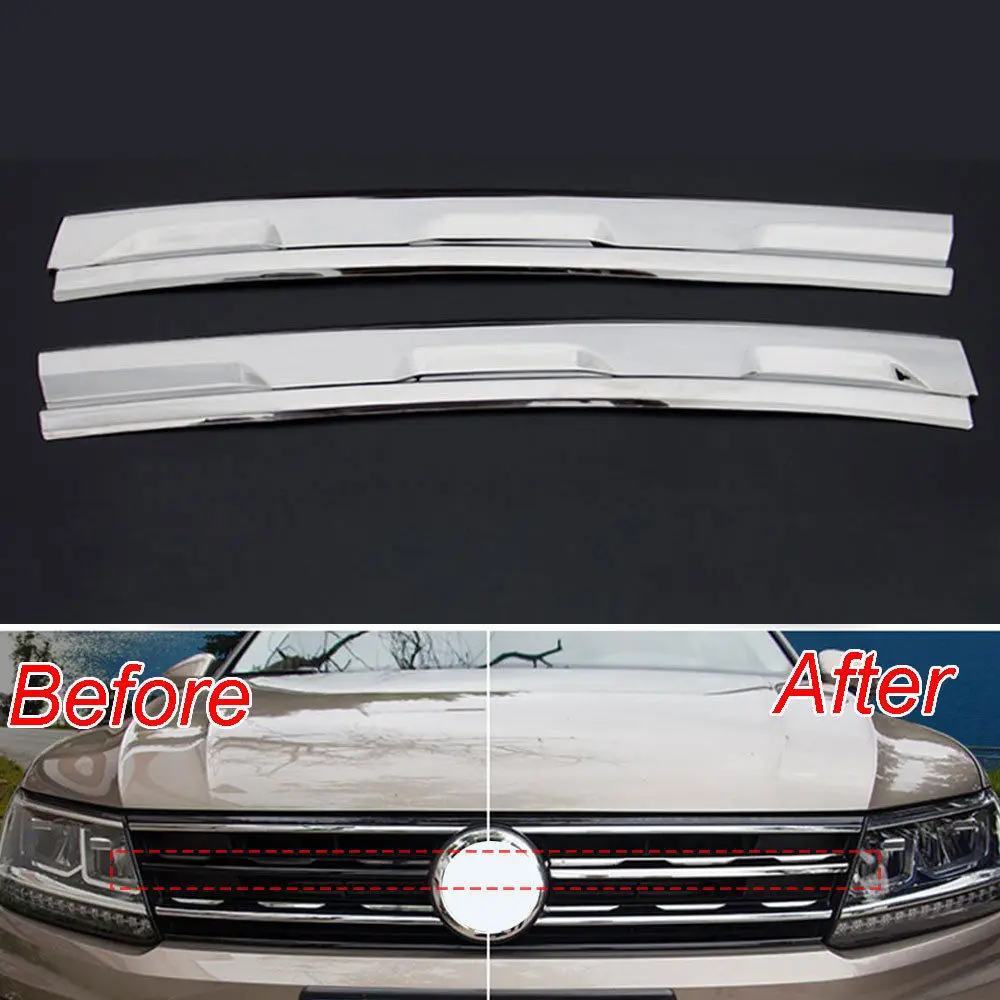 Car Styling Mesh Grill Grille Cover Trim Chrome Decoration Molding For Volkswagen VW Tiguan Mk2 2016