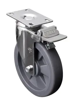 

1PC EDL Medium Duty 6 Inch Casters Wheels 110Kg TPE Wheels Castor Plate Bearing Dual Brake Locking Chrome Industrial for trolley