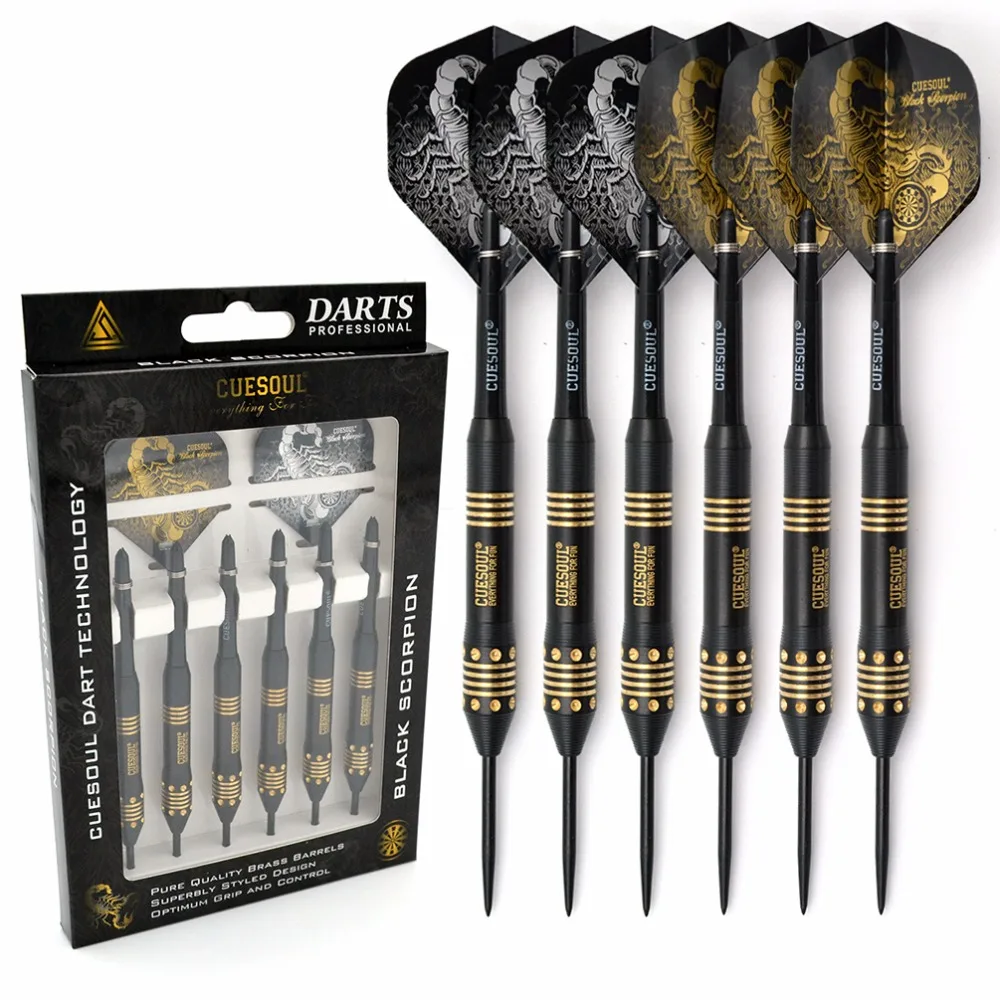 

CUESOUL Black Scorpion 20g/22g/24g Darts - Pack of 6 Pcs, Steel Tip Brass Dart Set