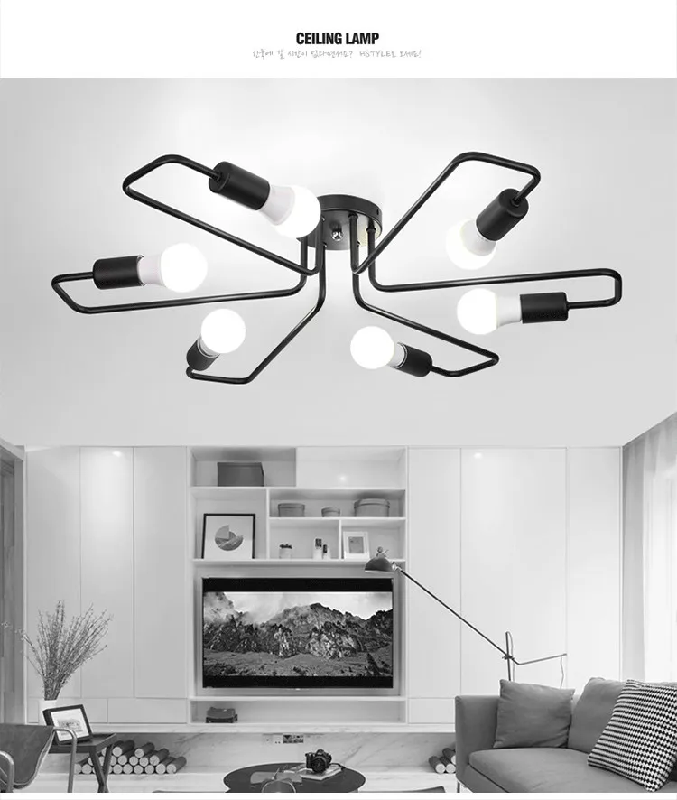 Vintage Chandelier Ceiling Lamp E27 LED Lamparas De Techo Retro Industrial Home Decor Luminaria 26