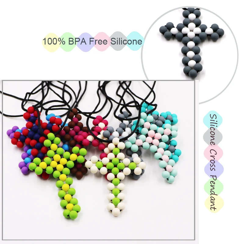 Пищевой Силиконовые бусы для прорезывания зубов ожерелье милая силиконовая подвеска-прорезыватель Рождественский подарок пустышки цепи