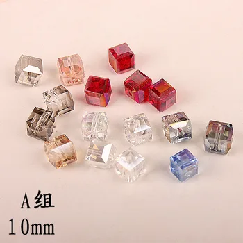 

Diy jewelry making 100pcs/lot 10mm colorful glass cartoon square shape beads charms fashion necklace/earring pendants accessory