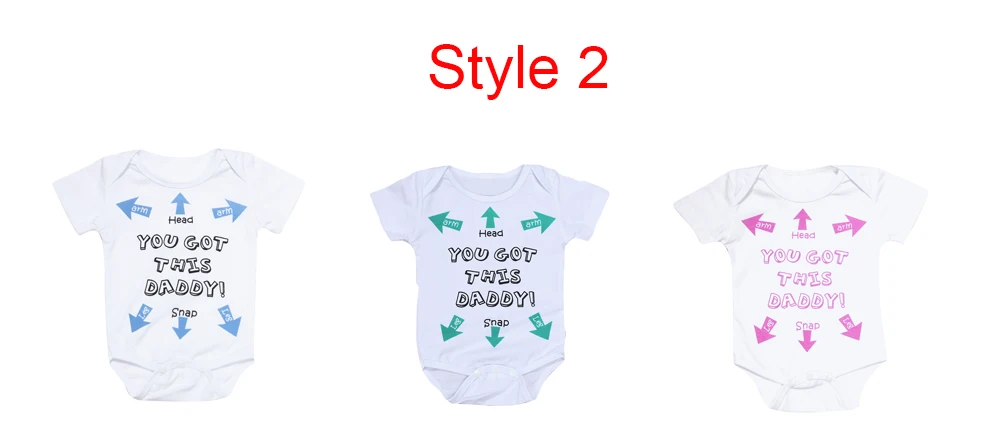 Комбинезоны для новорожденных от 0 до 18 месяцев Комбинезоны для маленьких девочек с короткими рукавами и принтом папы Детский комбинезон одежда из хлопка для мальчиков Комплекты для младенцев