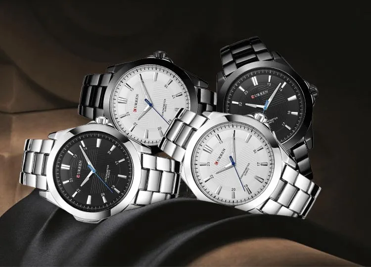 Модный бренд CURREN, Простой циферблат, классические деловые мужские часы, полностью Стальные кварцевые мужские наручные часы, серебряные часы, Reloj Hombre