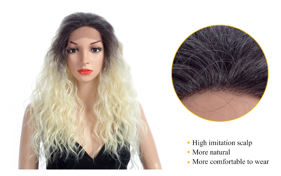 Aigemei 150% плотность 22 дюйма вьющиеся синтетические кружева спереди парик термостойкие волокна для женщин