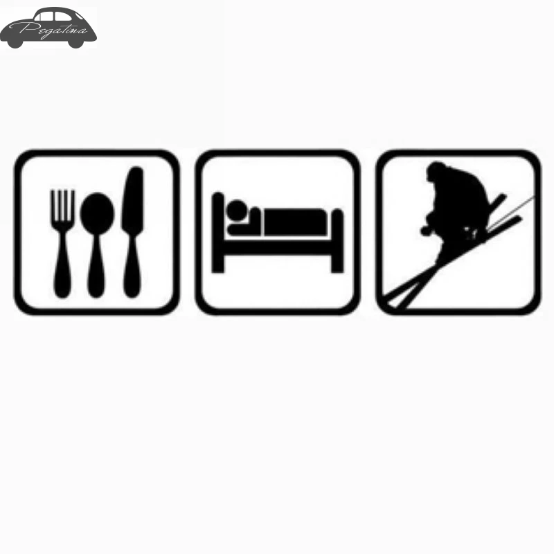 Pegatina Eat Sleep Skiing Sticker Winter Sports Snow Decal Ski Posters Vinyl Wall Decals Decor Mural Skiing Sticker