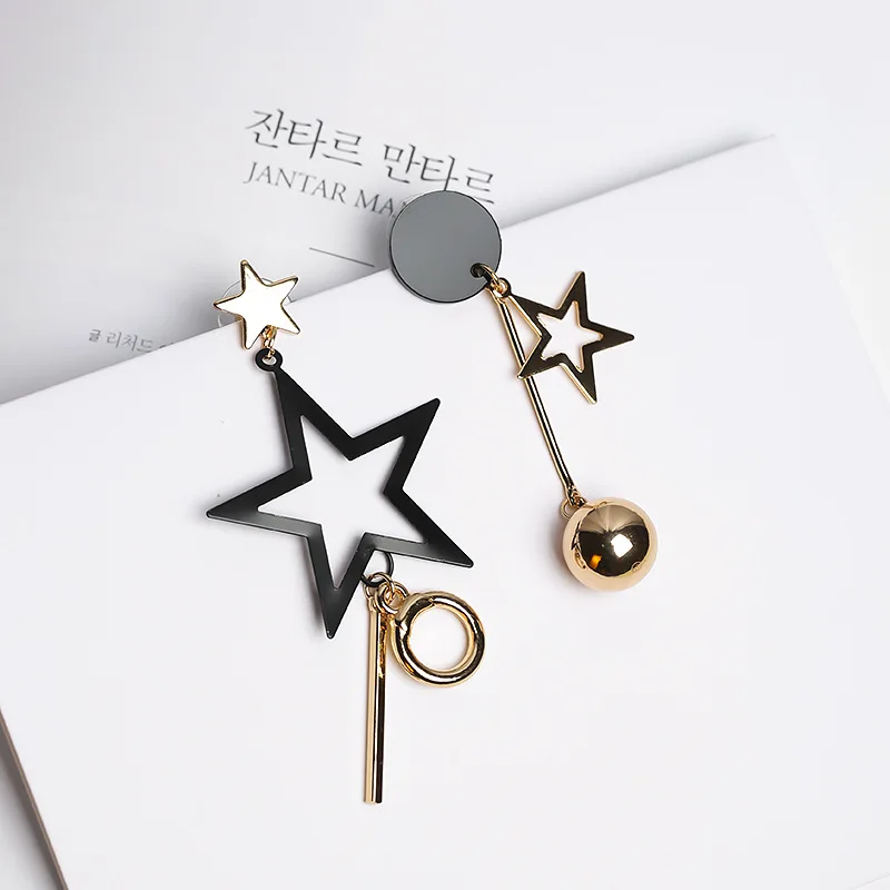 

2017 Korean Fashion Style Asymmetric Long Earrings Exaggerated Hollow Star Brincos pendientes mujer moda