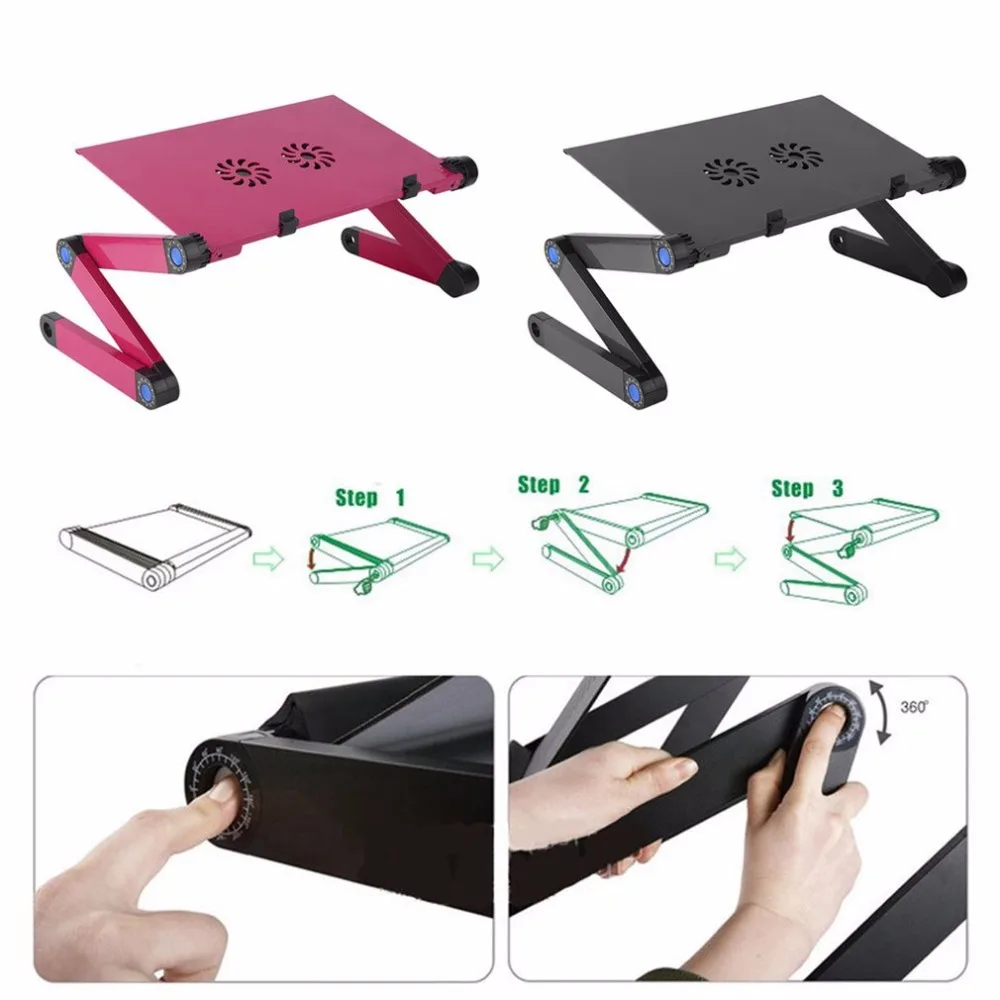 سبائك الألومنيوم قابل للتعديل مكتب للحاسوب شخصي Lapdesks طاولة حاسوب حامل دفتر مع التبريد مروحة الماوس مجلس ل أريكة تتحول لسرير صينية