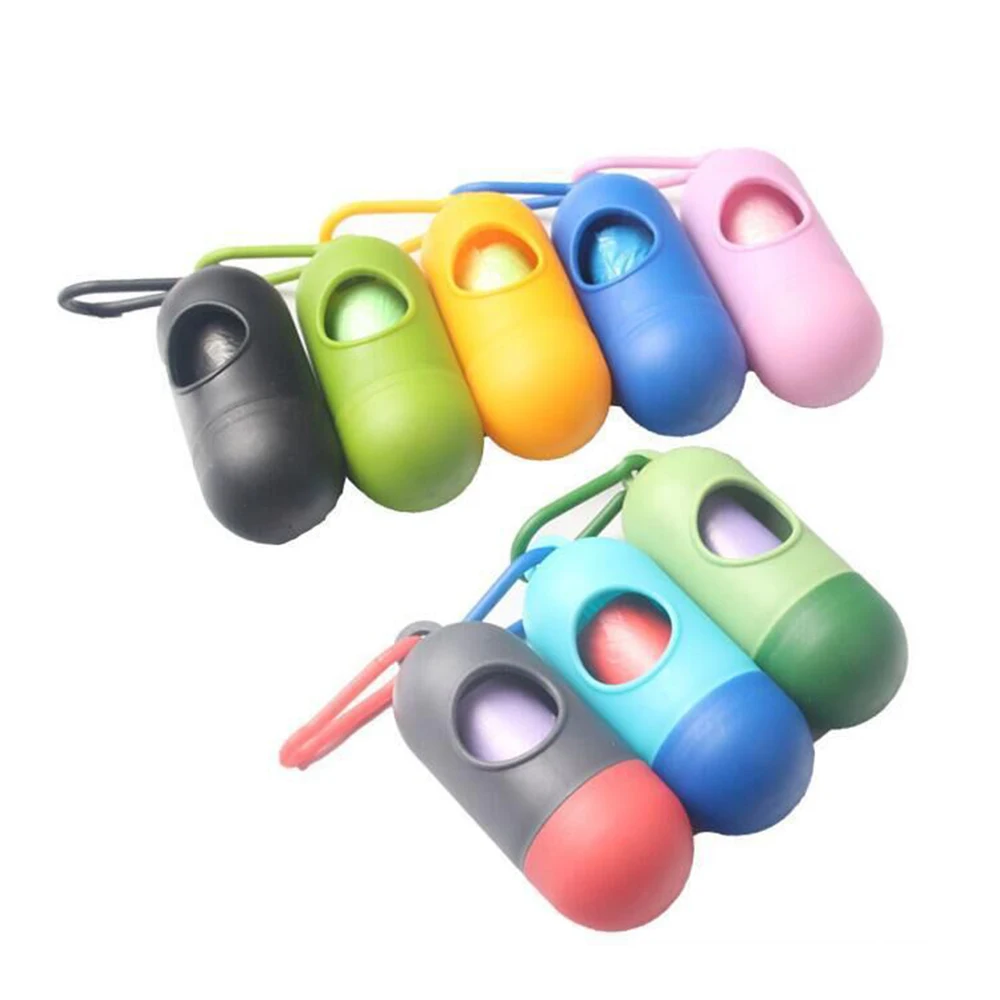 

2018 Pill Bone Shape Pet Dog Poop Bag Dispenser Waste Garbage Bags Carrier Holder Dispenser + Poop Bags Set Pet Dog Waste
