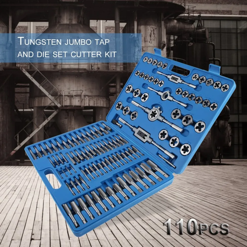 

(Ship From UK)110Pcs/set Professional Tap Die Set Sheet Metal Hand Tools For Straight Accurate Thread Cutting With Storage Case