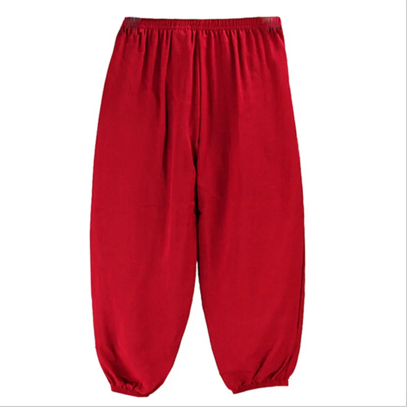Г. Новые детские штаны хлопковая однотонная детская свободная Пижама унисекс для мальчиков и девочек штаны с эластичной резинкой на талии, пижамы 9 цветов - Цвет: Red