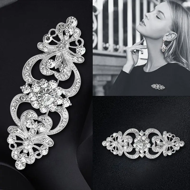 Blume Brosche Brosche Pin Große Vintage Legierung Strass Diamante Hochzeit