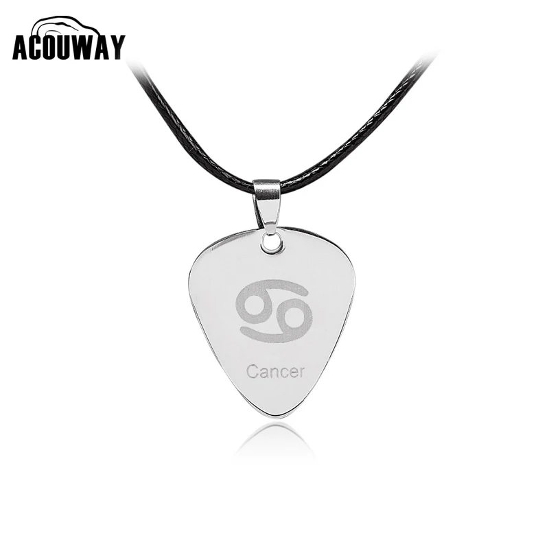 Acouway Мужская цепь из нержавеющей стали сделано с черная кожаная цепь/раковая