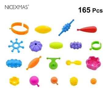

165Pcs Kids Girls Colors Plastic Pop Snap Beads Toys Creativel Arts & Crafts DIY Wear Bead Jewelry Bracelet Without String Toys